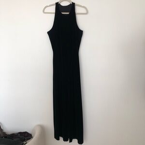 Black Velvet Sleeveless Halter Dress